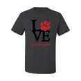 thumbnail image 2 of Wild Bobby, Love My Cat Stole My Heart Red Footprints Animal Lover Men's Graphic T-Shirt, Charcoal, Small, 2 of 3