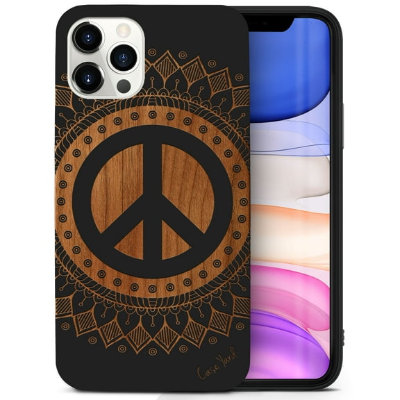 Case Yard Wooden Case for iPhone-11-Pro-Max Soft TPU Silicone cover Slim Fit Shockproof Wood Protective Phone Cover for Girls Boys Men and Women Supports Wireless Charging Peace Mandala Design