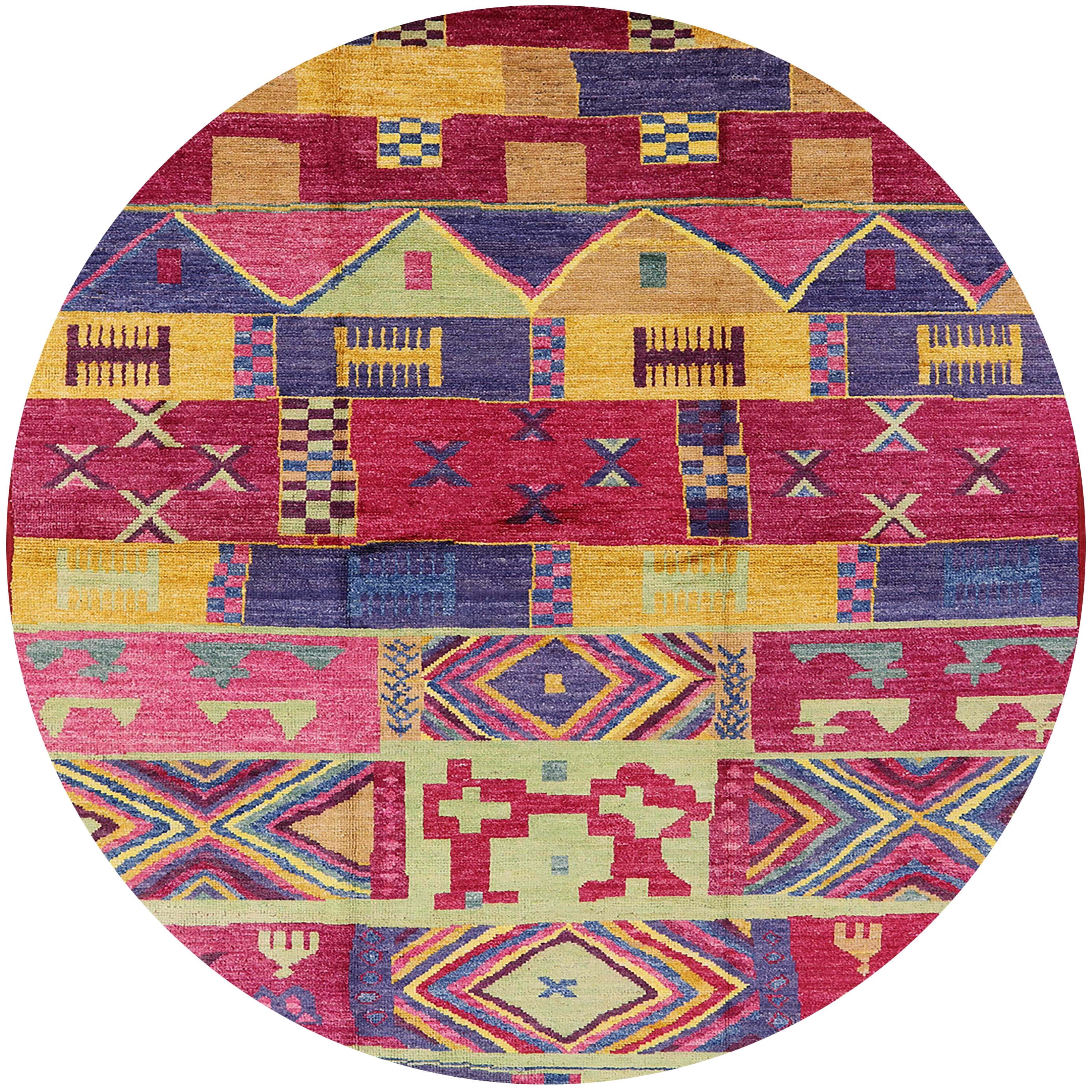 Round Rug Camel Ahgly Company Indoor Round Mid-Century Modern Camel Brown Oriental Area ...