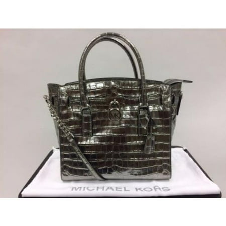 Croc Satchel Bag - 30F7MHMS7K-041 Studio Hamilton Large East West Satchel - Silver Croc