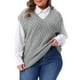 thumbnail image 1 of Suéter sin mangas de punto acanalado para mujer de tallas grandes Agnes Orinda, suéter casual de pullover gris 3X, 1 of 6
