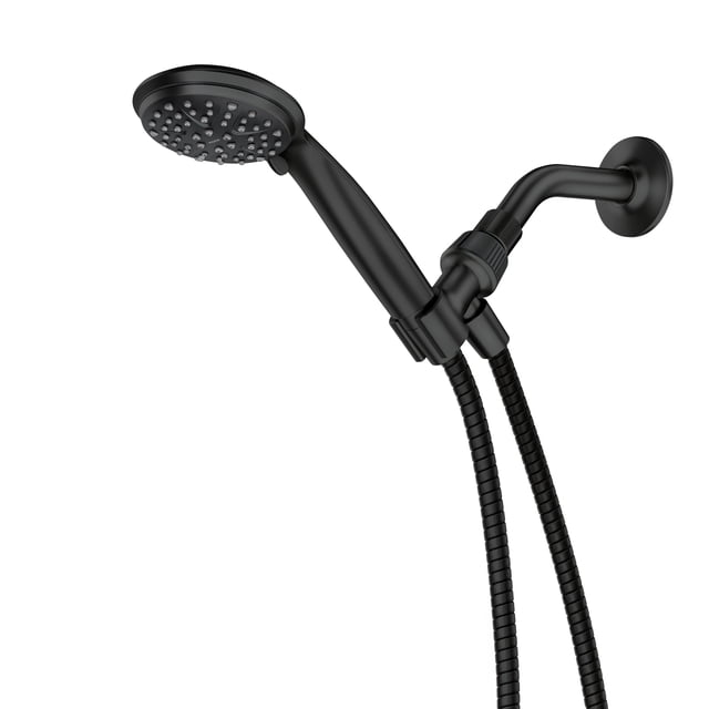 Cabezal de ducha de mano Attune de 4 pulgadas con 6 patrones de rociado, montaje en pared, en negro mate