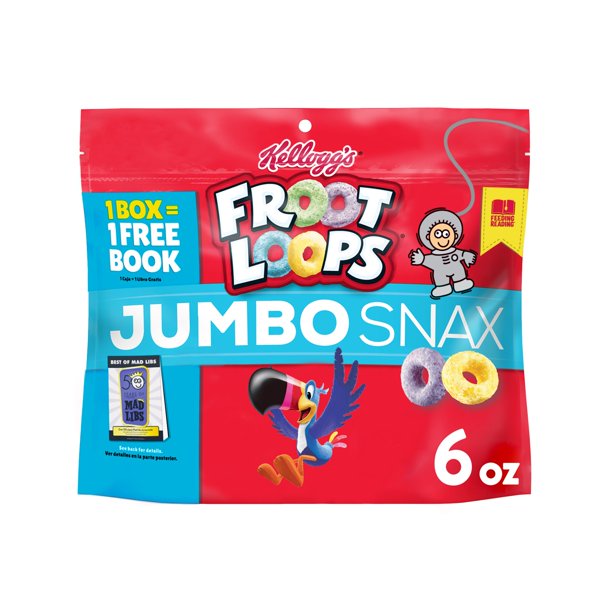 Kellogg's Froot Loops Jumbo Snax Cereal, Original, Perfect for Anytime