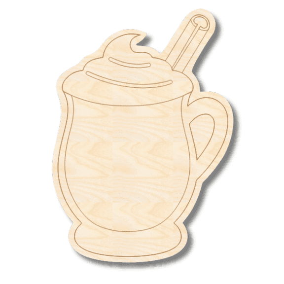 Unfinished Wood Etched Hot Cider Shape | Paint By Line Crafts 4" / 1/4"