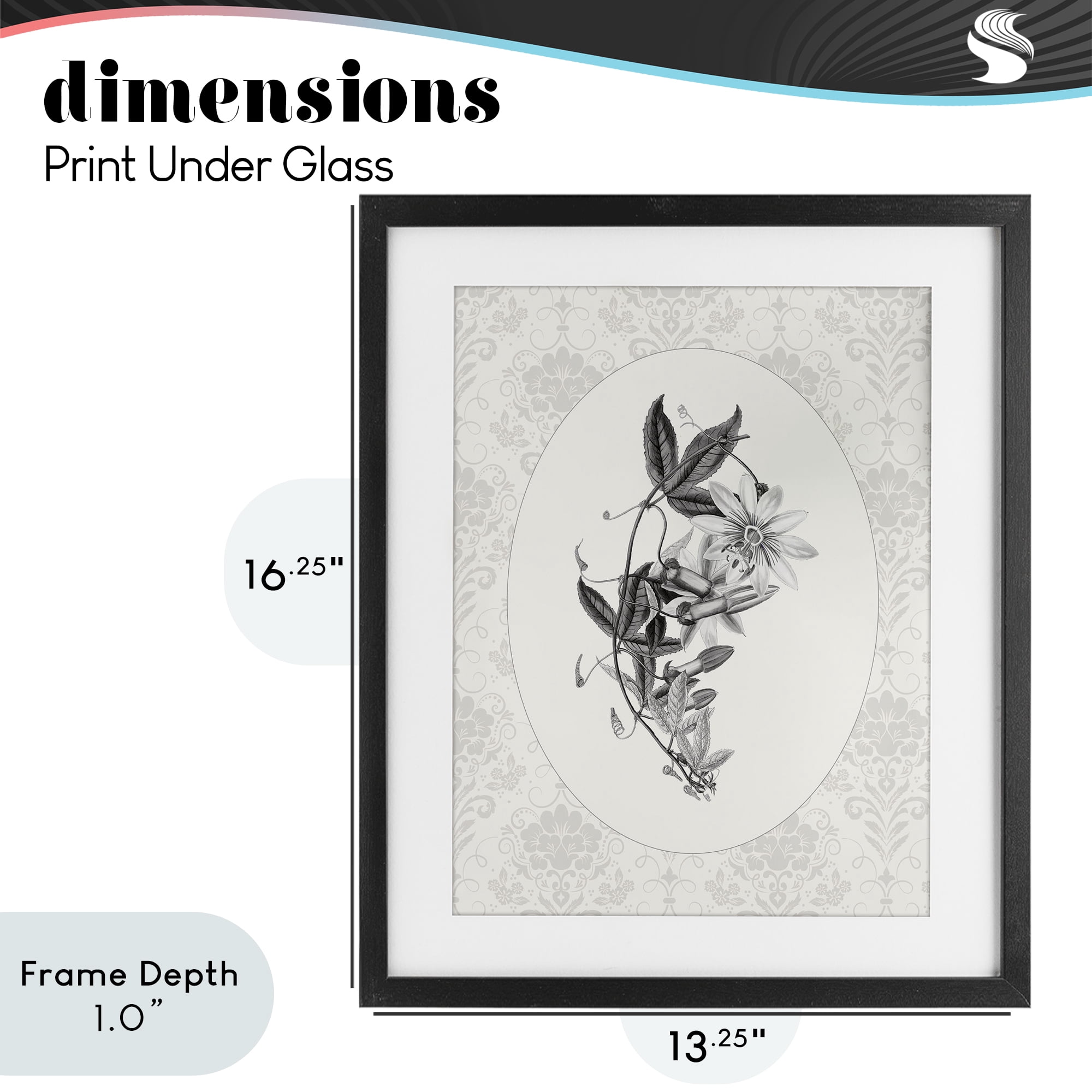 Stupell Industries Vintage Botanical & Lace Black Framed Print Under Glass, design by CAD Designs