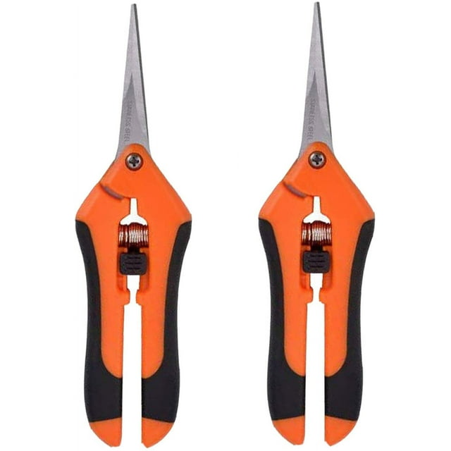 Tijeras de podar de jardinería Rawiri 2 paquetes Ormromra manual con cuchillas rectas de acero inoxidable naranja