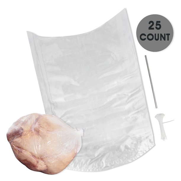 Rural365 Shrink Wrap Poultry Bags 25ct 13 x 18in w/ Steel Straw