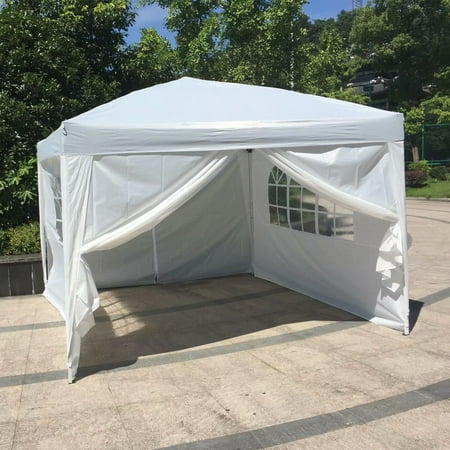Kinbor 10'x10'Pop-up Canopy Wedding Home Party Tent Heavy Duty Outdoor Gazebo with 4 Removable Sidewalls and Windows White
