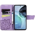 thumbnail image 5 of Wallet Case for Motorola G72,3D Butterfly Pattern PU Leather Flip Phone Case with Magnetic Clasp and Cash Card Slots Holder Holster for Moto G72, HZD Rhinestone Light Purple, 5 of 18