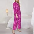thumbnail image 4 of Kll Rose Red Glitter Print Women'S Long Sleeve Pajamas With Pants Sleepwear Loungewear 2 Set-X-Large, 4 of 9