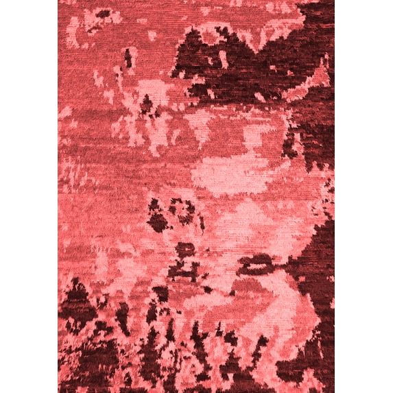 Ahgly Company Indoor Rectangle Abstract Red Contemporary Area Rugs, 2' x 5'