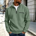 thumbnail image 2 of Fashion Sweatshirts for Men Solid Color Waffle Knit Sweater Loose Casual Half-Zip Stand Collar Long Sleeve Shirt Pullover Soft and Comfortable, 2 of 8