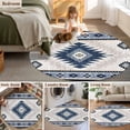 thumbnail image 5 of Blue Beige Boho Round Area Rug 4 FT, Non Slip Indoor Outdoor Rug, Vintage Ethnic Tribal Southwestern Washable Soft Circular Carpet Non-Shedding Floor Mat for Coffee Table Nursery Foyer Balcony, 5 of 8