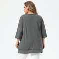 thumbnail image 4 of DARING DIVA Women's Plus Striped Loose Tunic Top Scoop Neck High Low Hem Blouse 2X Gray, 4 of 6