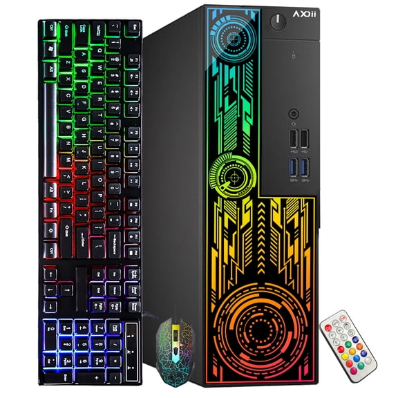 AXOII RGB SFF Computer PC - Intel Core i5 8500 Processor, 16GB DDR4 RAM, 512GB NVMe SSD, Wi-Fi, Bluetooth, Windows 11 Pro  Ideal for Home & Office - Refurbished