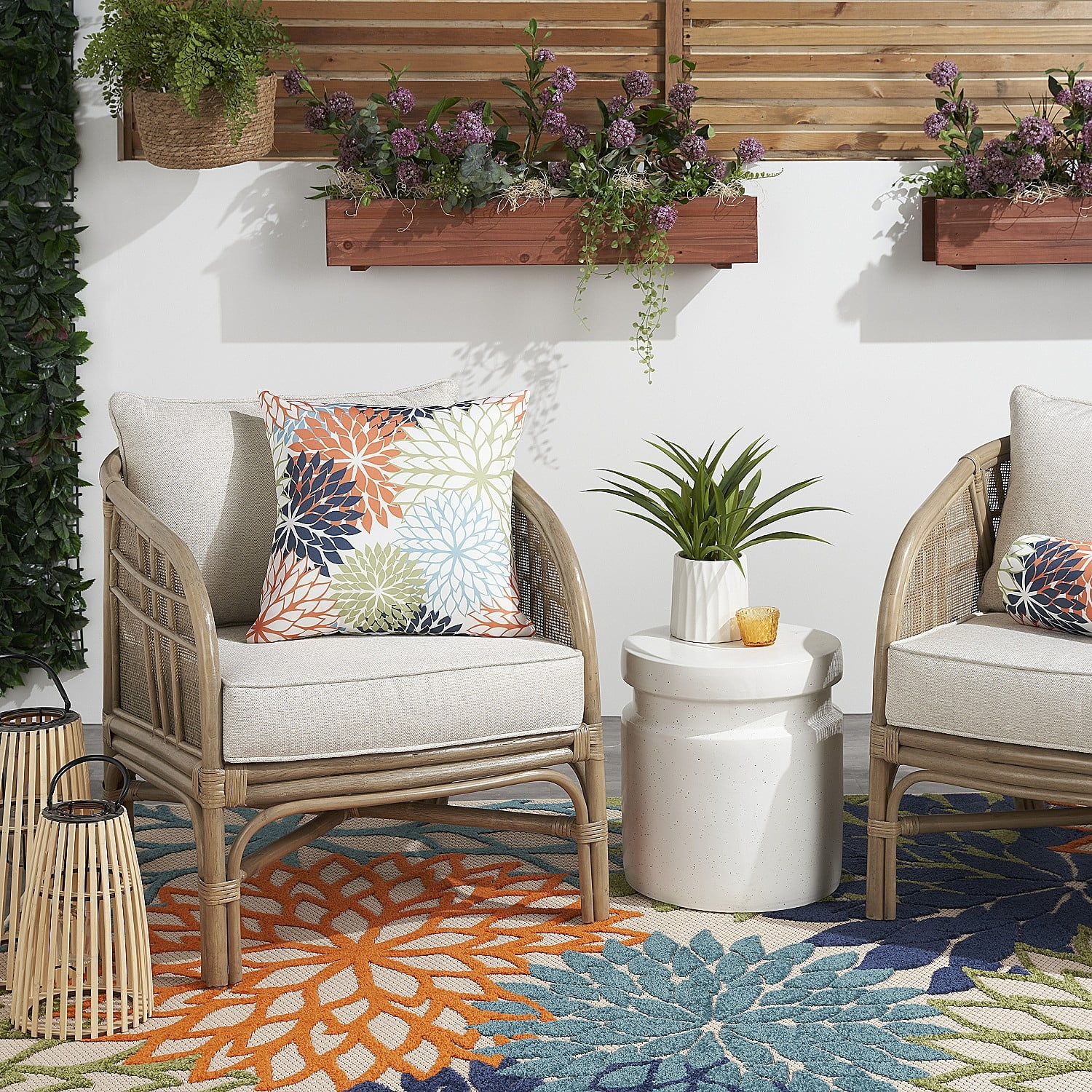 Mina Victory Aloha Floral Multicolor 20" x 20" Outdoor Throw Pillow, Easy Clean, Zipper Closure, Patio, Couch, Bench