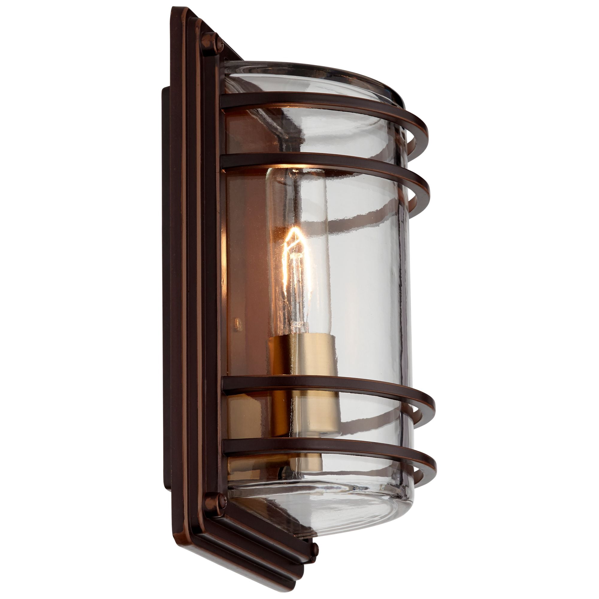 John Timberland Habitat Modern Outdoor Wall Light Fixtures Set of 2 Bronze Brass 11" Clear Glass for Post Exterior Barn Deck House Porch Yard Patio