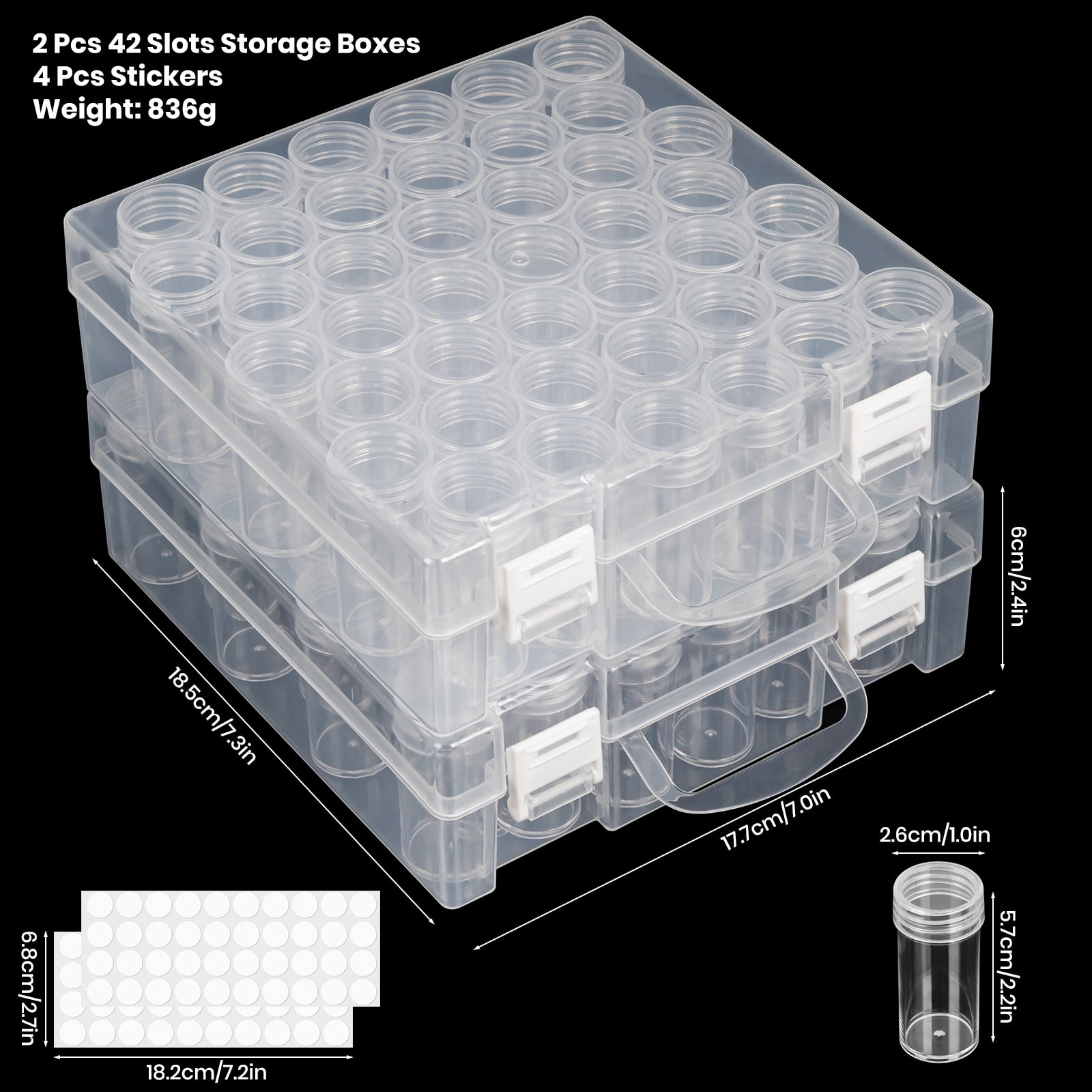 Bead Organizer, Bead Storage Containers, 42 Grids Diamond Painting Storage Containers Transparent Diamond Painting Art Accessories Small Storage Container for Beads Seeds Glitter Rhinestones (2 Pack)