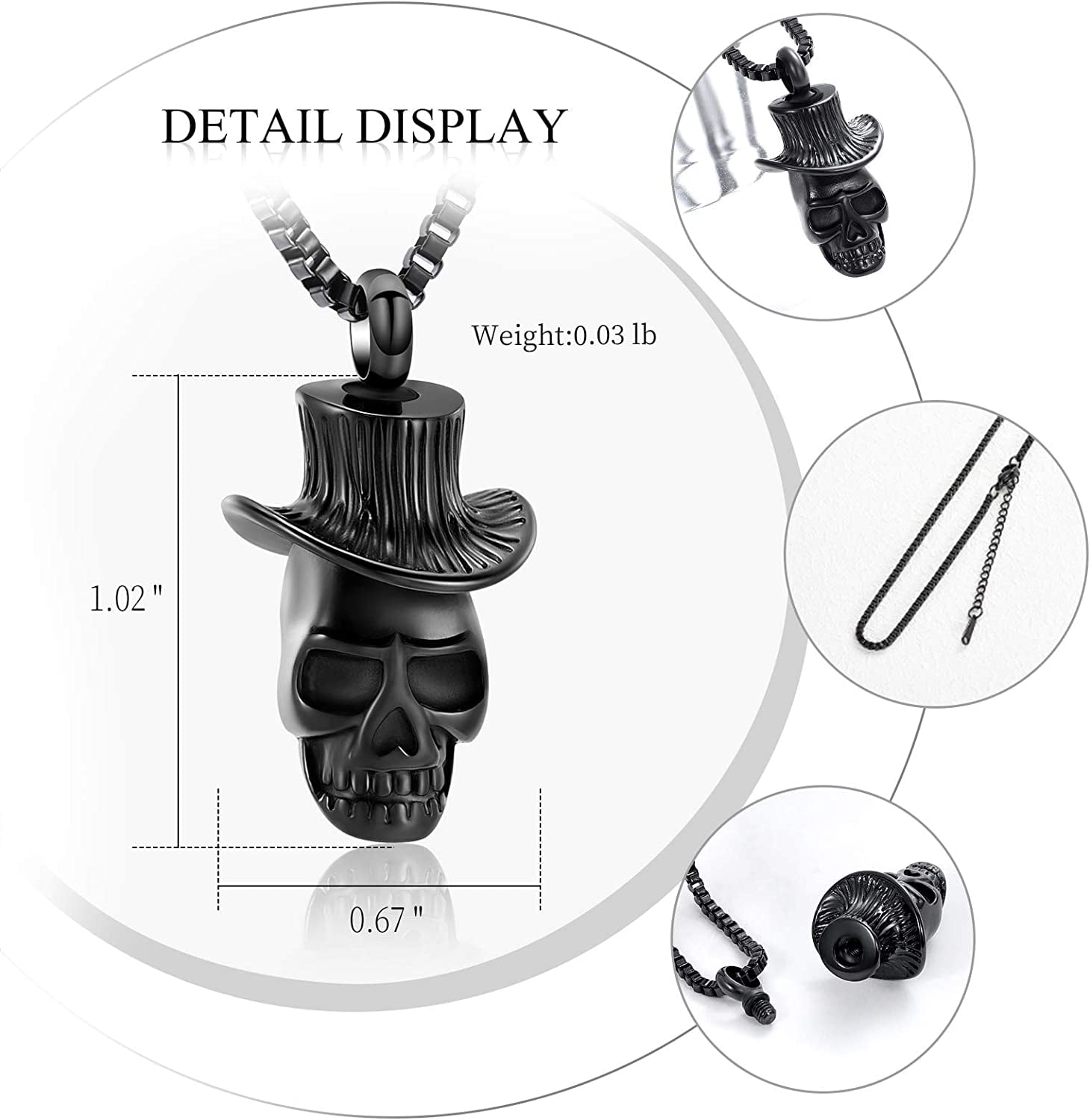 Cremation Jewelry for Ashes Urn Necklace for Ashes Skull Urn
