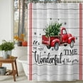 thumbnail image 4 of Christmas Shower Curtain, Xmas Truck Tree Snowflake Red Striped Retro Waterproof Fabric Shower Curtains with 12 Hooks, Bathroom Curtain Set for Bathroom Accessories Decor, 48 x 72 Inches, 4 of 9