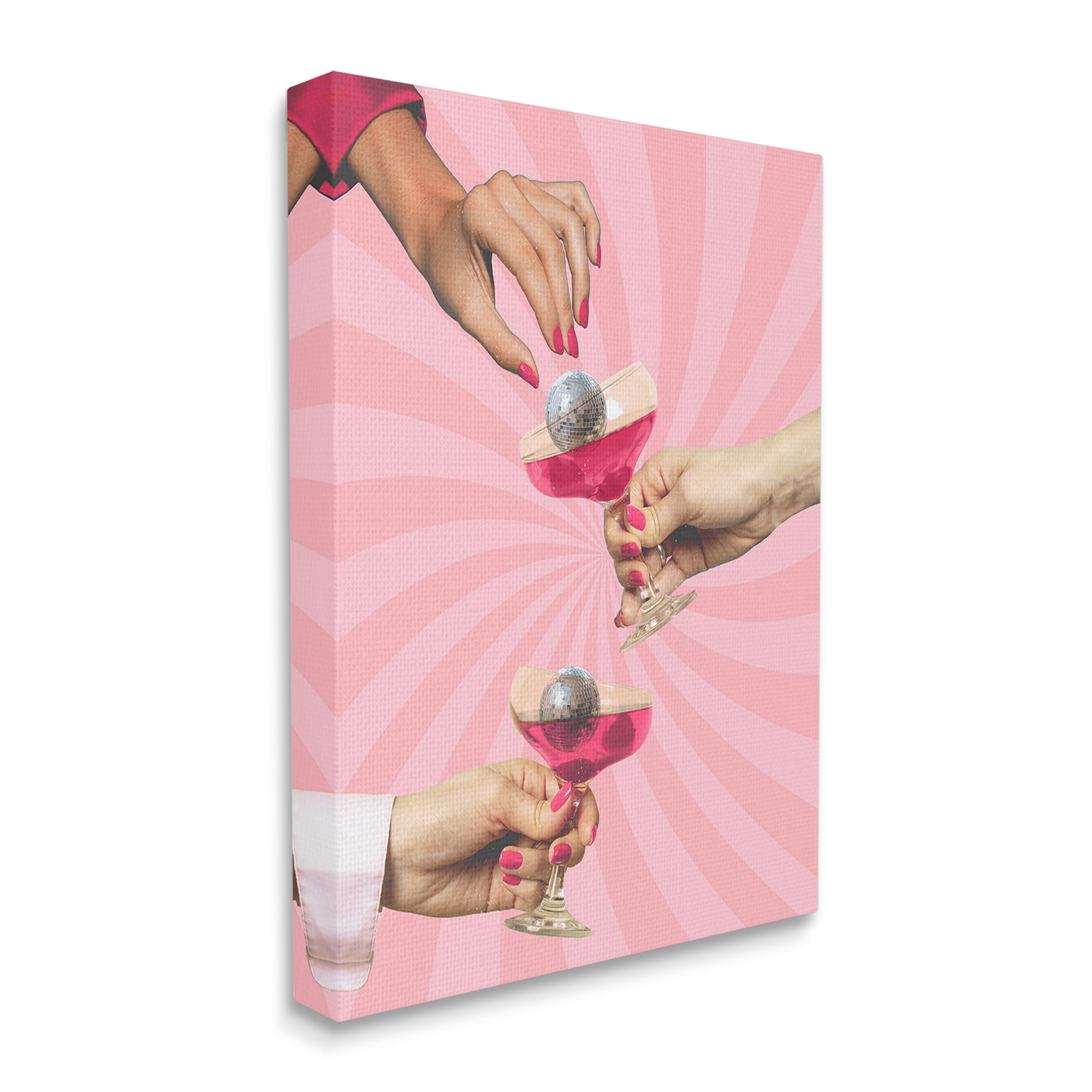 Stupell Industries Disco Cocktails on Stripes Food & Beverage Painting Gallery Wrapped Canvas Art Print Wall Art, 30 x 40
