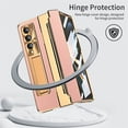 thumbnail image 2 of SaniMore for Samsung Galaxy Z Fold 5 7.6" Folding Magnetic Hinge Protection Case with Tempered Glass Film, PU Leather Cover with Wireless Charging & Kickstand Full Body Protective Shell, Pink Gold, 2 of 7