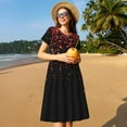 thumbnail image 4 of Easygdp Red Glitter1 para Vestido Transpirable de Mujer, Vestido Suelto de Manga Corta con Pliegues y Bolsillos para el Verano, 4 of 6
