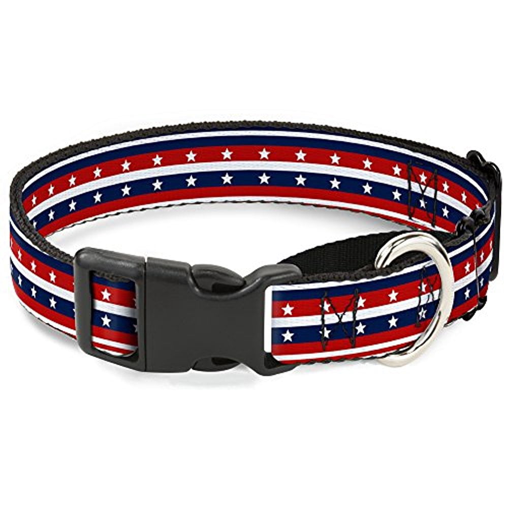 buckle-down americana stripe with stars2 blue red white martingale dog collar