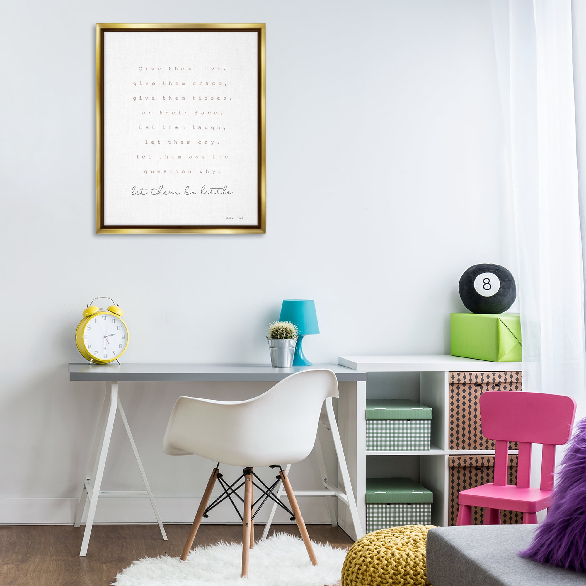 Stupell Industries Let Them Be Little Typography Painting Gold Floater Framed Art Print Wall Art, 25 x 31
