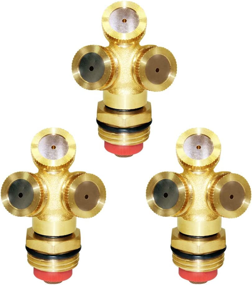 Brass Misting Spray Nozzle 1/2" 3Holes Garden Sprinklers Irrigation Connector Water Sprinklers