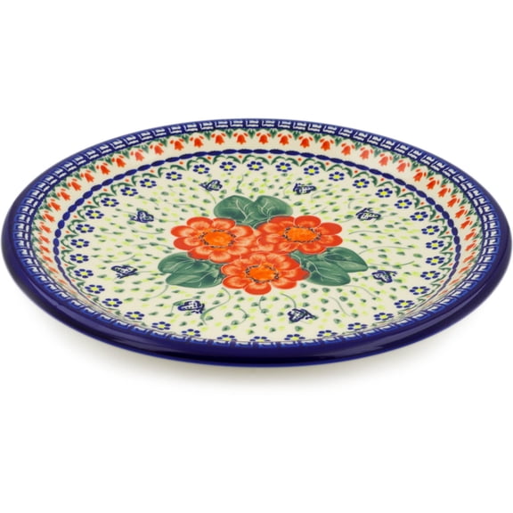 Polish Pottery 12¾-inch Platter (Happiness Theme) Signature UNIKAT Hand Painted in Boleslawiec, Poland Certificate of Authenticity