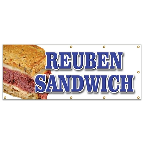 Reuben Sandwich Banner 48" X 120" Heavy Duty 13 Oz Vinyl Banners with Grommets Single Sided