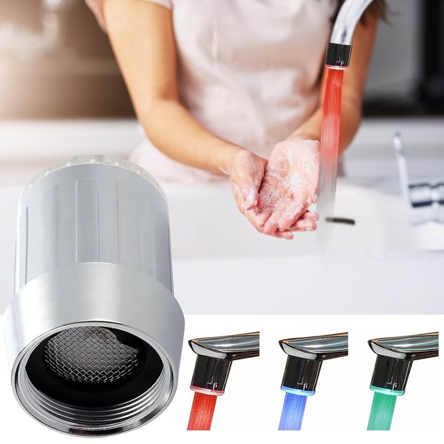 Promoción de verano Qianying, liquidación, grifo luminiscente con luz LED que cambia de color y control de temperatura con adaptador