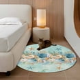 thumbnail image 2 of Round Area Rug 3 Ft, Beach Coastal Teal Washable Non-Slip Circle Carpet for Living Room/Bedroom, Nautical Shell Starfish Coral Summer Low-Profile Small Floor Mats Collection Rugs for Indoor, 2 of 8