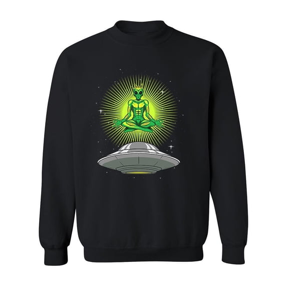 Alien Doing Yoga Over Ufo Sweatshirt Men -Image by Shutterstock, Male Small