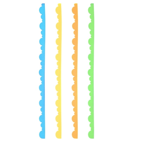 OUNONA Scalloped Bulletin Board Borders for Classroom Decor 4pcs Assorted Color Foams