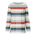 thumbnail image 4 of FDGIU Women's Striped Color Block Raglan Tee - Long Sleeve Crewneck Loose Fit Casual Spring Summer Top, 4 of 5