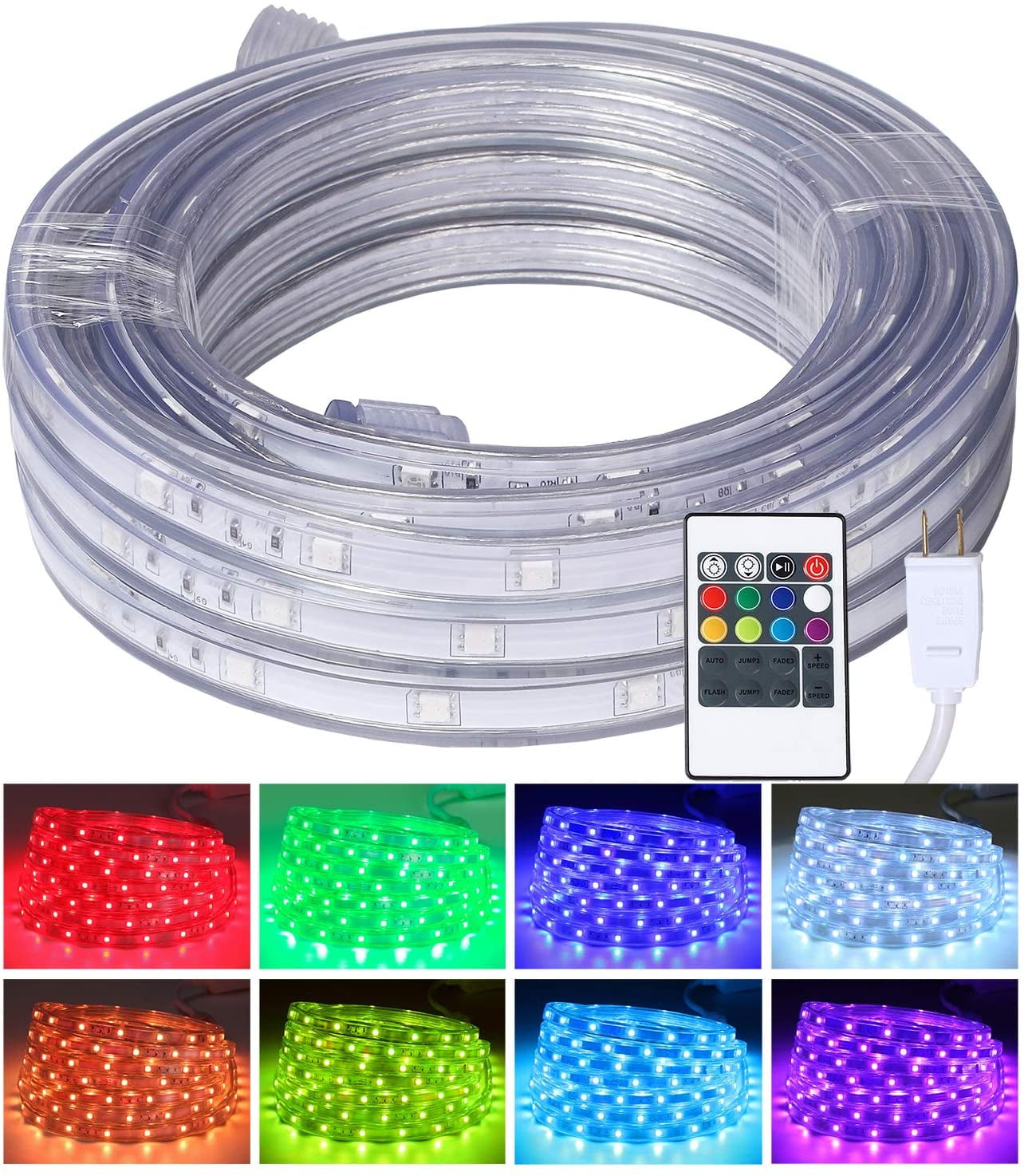LED Rope Lights, 16.4ft Flat Flexible RGB Strip Light, Color Changing,  Waterproof for Indoor Outdoor Use, Connectable Decorative Lighting, 8  Colors and Multiple Modes - Walmart.com