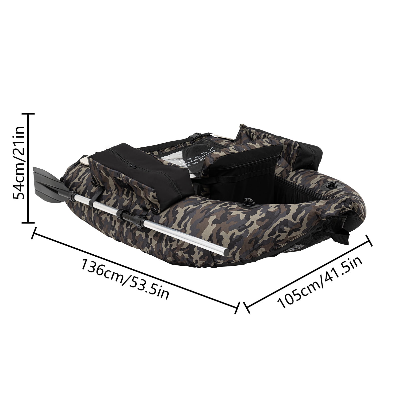 ToppiJoy Float Tubes for Fishing with Pump, Oxford Cloth Inflatable Fishing Float Tube Fishing Raft Belly Boat Hold up 286.6lbs Camouflage