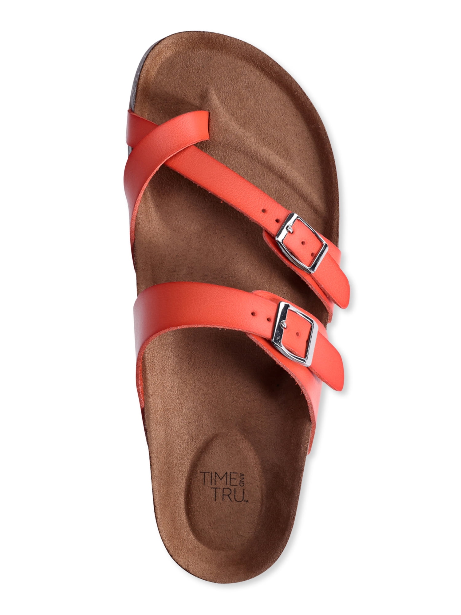 Time and Tru Women's Asymmetric Strap Flat Footbed Sandals, Sizes 6-11, Wide Width Available