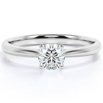 JeenMata 2 Carat Round Cut Engagement Ring - Prong Setting - Solitaire Promise Ring - 18K White Gold Plating Over Silver