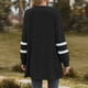 thumbnail image 4 of Cárdigan Umfun para mujer, liso, largo, tejido a rayas, con estampado, para vestidos, tops, ligero, con dobladillo alto y bajo, manga larga, color negro, talla M, 4 of 5