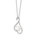 thumbnail image 1 of 925 Sterling Silver Rhodium 9-10mm White FWC Pearl CZ Chain Slide Neck, 1 of 2