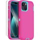 thumbnail image 1 of Funda para iPhone 13 con 2 protectores de pantalla, resistente y duradera, de 3 capas, con protección completa contra caídas y golpes, para Apple iPhone 13 de 6.1 pulgadas (rosa), 1 of 8