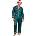 thumbnail image 3 of Harpily Christmas Family Pajamas Matching Sets Long Sleeve Button Down Shirts Soft Satin Sleepwear for Family Holiday Nightwear, 3 of 6