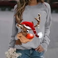 thumbnail image 2 of Womens Hoodies Christmas Reindeer Print Hooded Long Sleeves Sweatshirt Casual Pullover Tops, L, 2 of 7