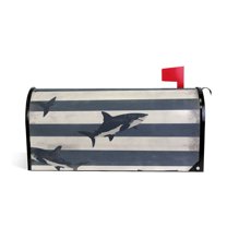 Yayeee Mailbox Cover Magnetic Standard Size Post Box Cover Wrap Decor, Dark Sharks