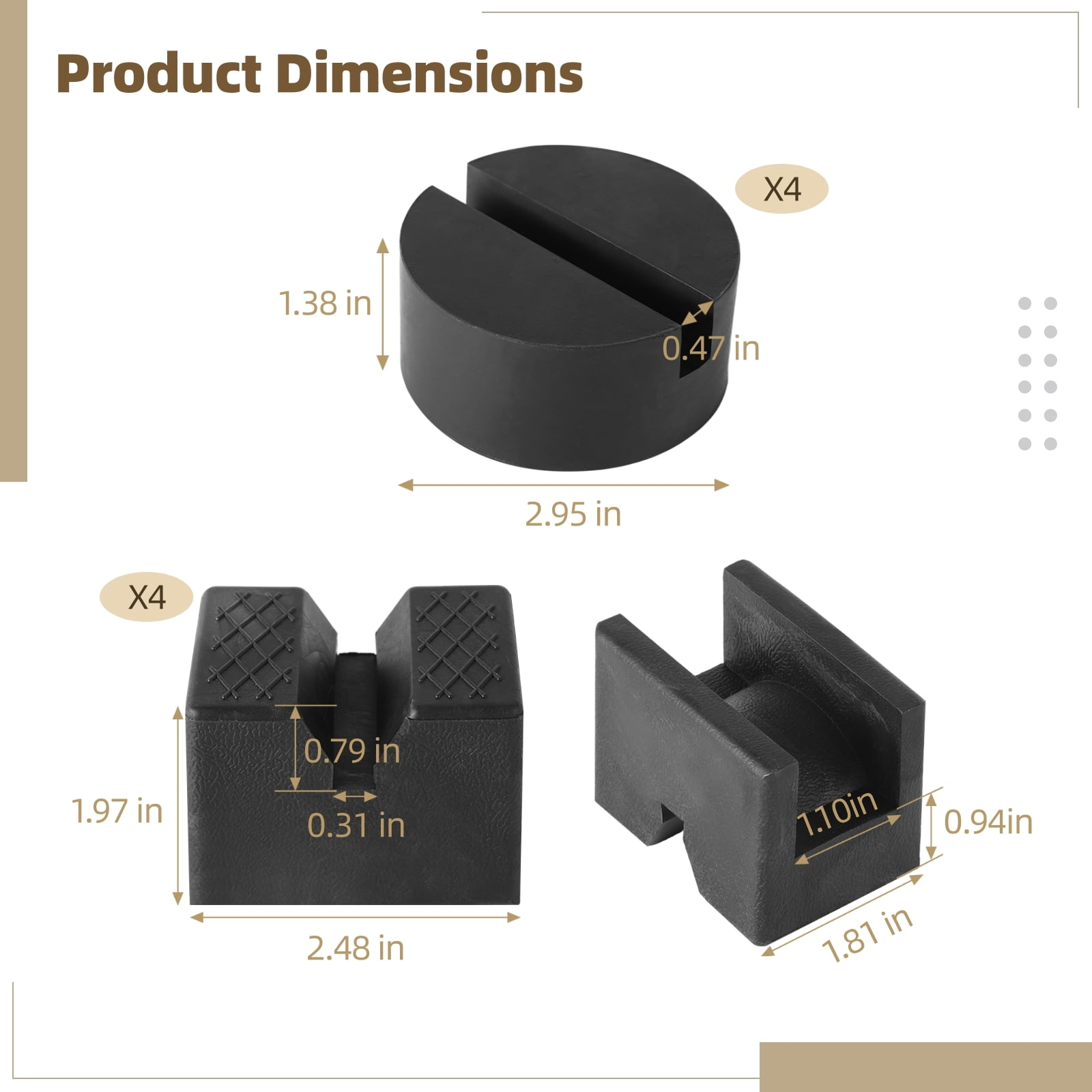 8 PCS 2 Types Jack Pads, Jack Pad Adapter, Universal Jack Stand Protector, Heavy Duty Rubber Slotted Jack Pad for Jack Stand and Floor Jack, Rail Pinch Weld Protector, Car Lifting Jack Accessories