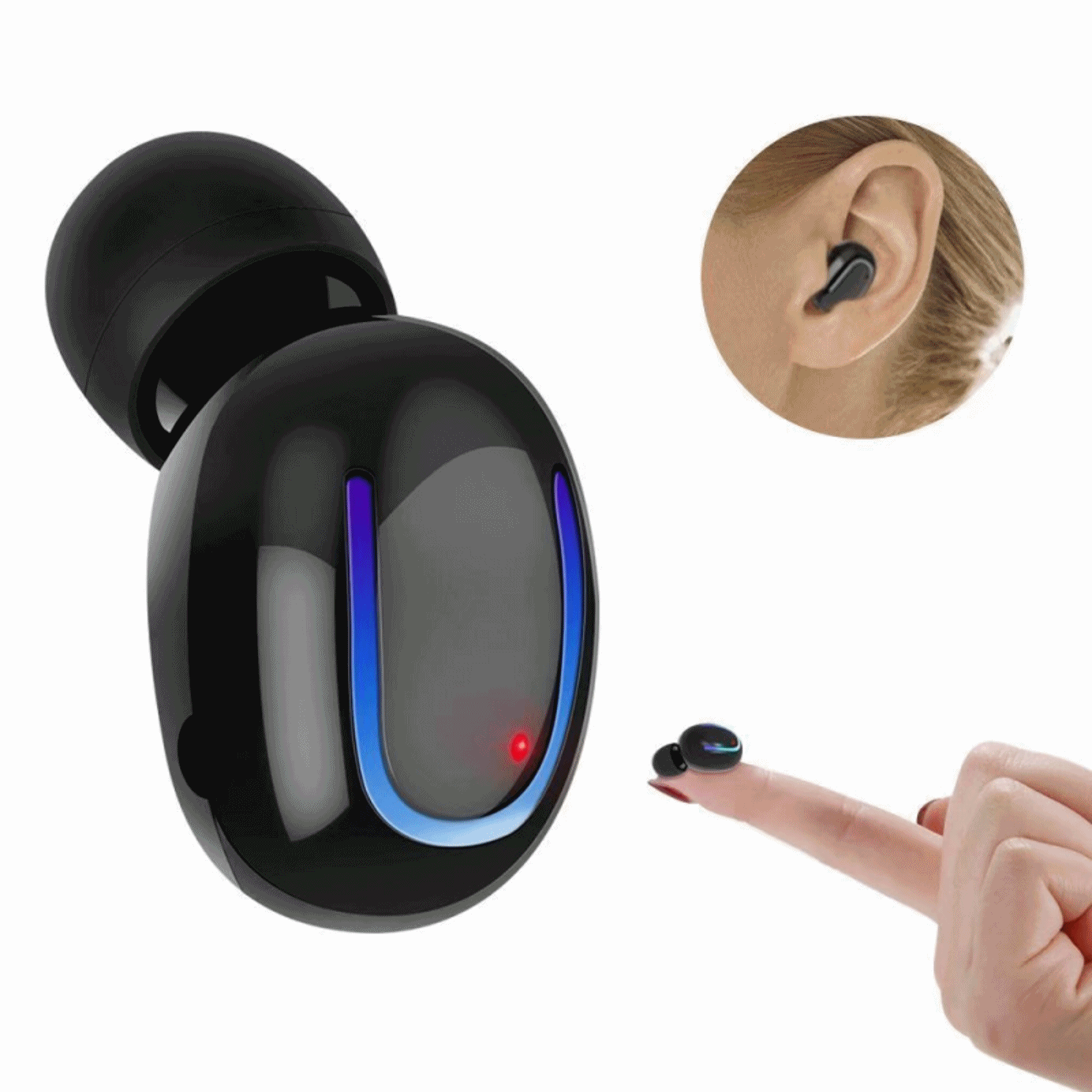 Single Bluetooth Earbud, Mini Invisible Wireless Headset, in Ear