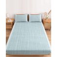 thumbnail image 2 of Twin Sze Fitted Sheet Set - Coastal Blue 2 Piece Bedding Sets 16" Deep Pocket Fitted Sheet with 1 Pillowcase, Modern Bohemia Simple Plants Lines Pattern Brushed Microfiber Hotel Luxury Bed Sheets, 2 of 9
